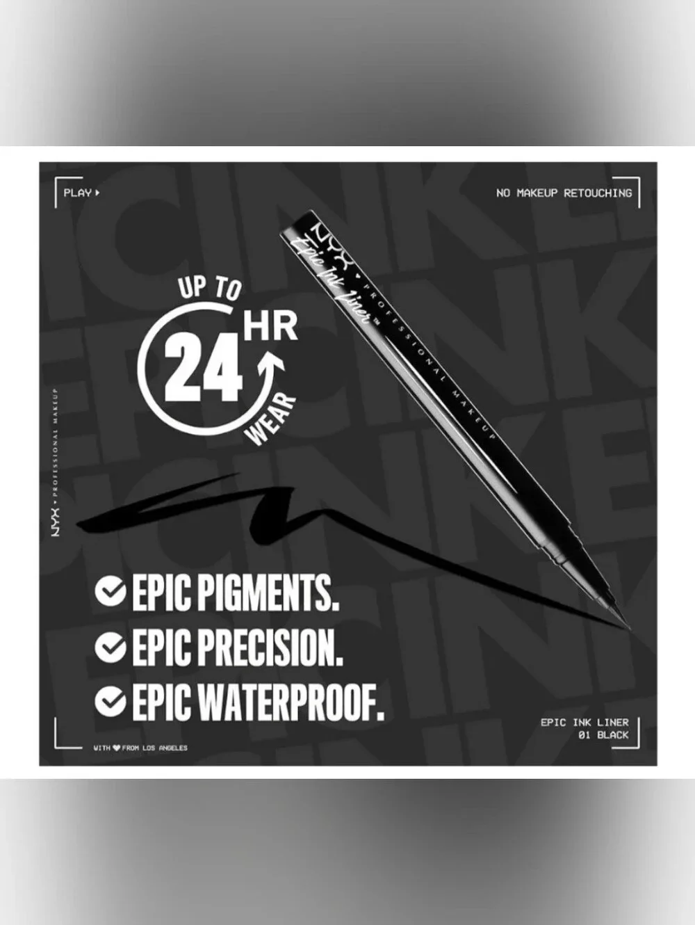 NYX PROFESSIONAL MAKEUP Epic Ink Liner Black .03oz BNIB Waterproof
